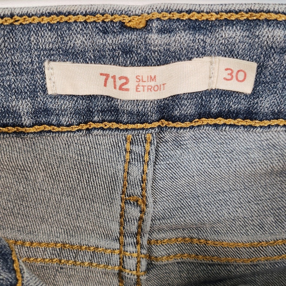 Levis 712 Slim Etroit Jeans Women's 30 Medium Wash Blue Denim Mid Rise Stretch - Picture 3 of 14